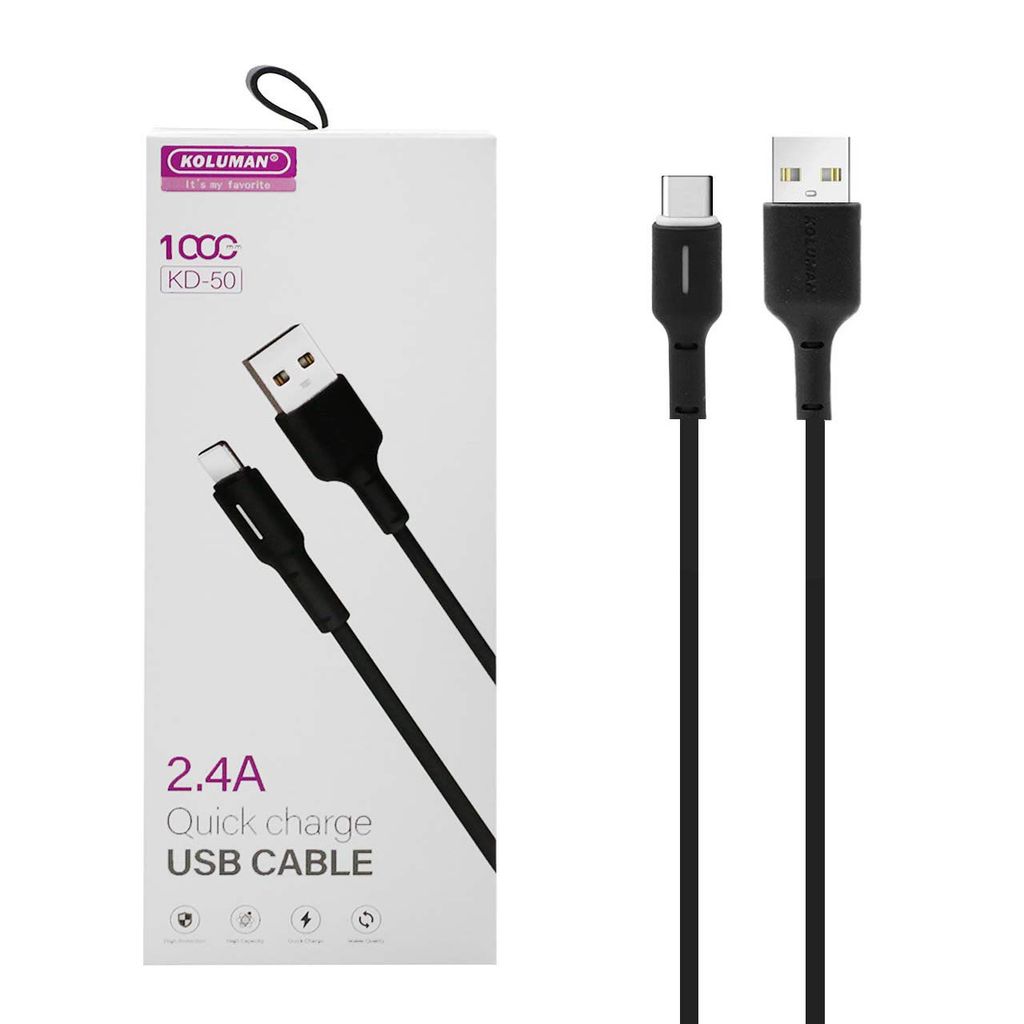 کابل تبدیل USB به MICROUSB کلومن مدل DK – 50 طول 1 متر مشکی