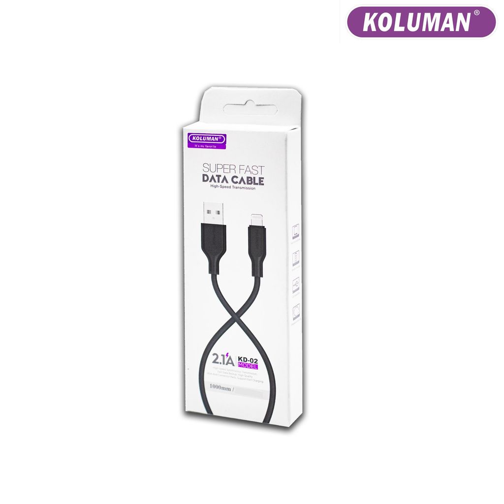 کابل تبدیل USB به لایتنینگ کلومن مدل KD – 02 طول 1 متر مشکی